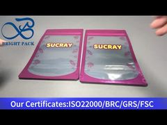 Różowa torebka doypack z folii aluminiowej z przezroczystym okienkiem