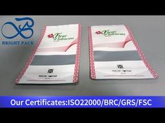 biała, stojąca torebka zamykana na zamek błyskawiczny z przezroczystym okienkiem, przeznaczona do kontaktu z żywnością