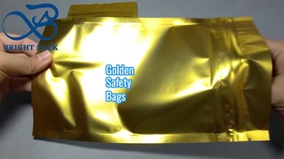 Złota torba zapinana na zamek błyskawiczny, zabezpieczająca przed dziećmi