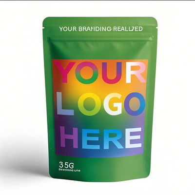 Hurtowa niestandardowa drukowana torba Mylar odporna na zapachy 3,5g 7g 14g 28g do żywności, stojąca, zamykana na zamek błyskawiczny, plastikowa, laserowa, tereo, torby 3,5g z okienkiem