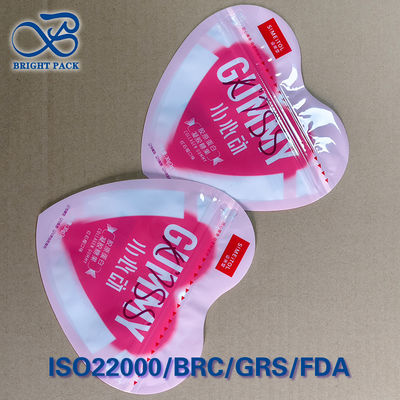 Custom Logo Heart Shape Stand Up Zipper Bags, Food Safe Reselable Packaging Bags For Candy & Snacks