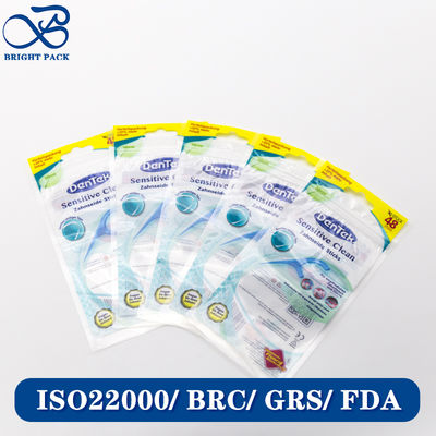 Laminowany materiał, niestandardowy rozmiar, plastikowa torba do pakowania z nadrukiem logo do pakowania nici dentystycznych, sprzedaż hurtowa.