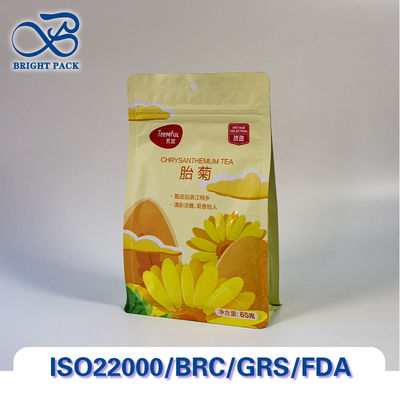 Aroma-Lock Ośmioboczne zamknięcie płaskie worki do opakowań herbaty z barierą tlenową i odporną na wilgoć.