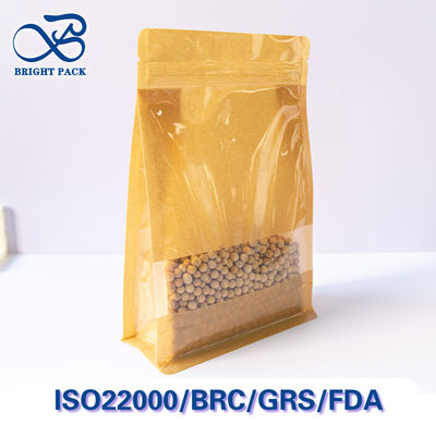 Wytrzymałe torby papierowe Kraft z widocznym okienkiem do pakowania żywności, odporne na tłuszcz, konfigurowalne.