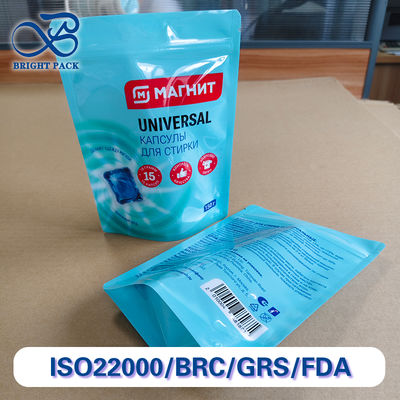 Szczelne, stojące torebki na kapsułki do prania, opakowanie o niestandardowej grubości z zabezpieczeniem przed dziećmi.