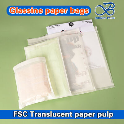 Biodegradowalne torby z papieru szklanego z własnym nadrukiem i samoprzylepnym zamknięciem do ekologicznych opakowań