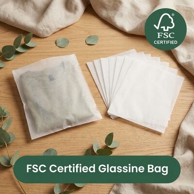 Ekologiczny Luksusowy Szklany Worek Zielony Opakowanie Odzież Zero Plastic Obszar Pocket Dyrektywa UE Zrównoważona Odzież Europa OEM