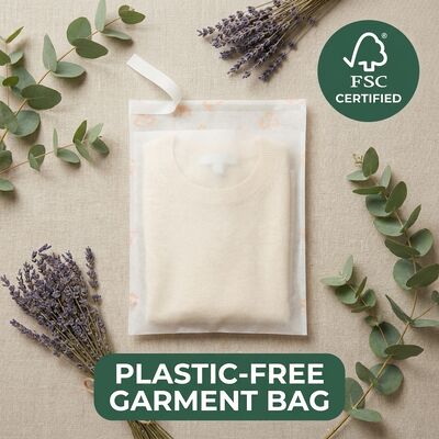 Zero plastiku, luksusowa, ekologiczna torba szklana, opakowanie na odzież, zielona, ​​zrównoważona torebka na odzież, certyfikowana, nadająca się do recyklingu, UE, Wielka Brytania