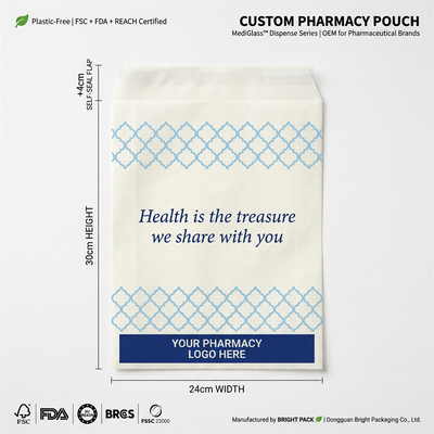 Biodegradowalne papierowe torby farmaceutyczne szklane torby medyczne FDA zgodność z przepisami
