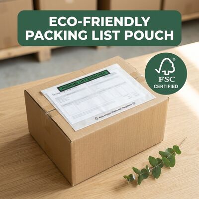 Szklany portfel z dokumentami wysyłkowymi, bezplastikowy, biodegradowalny, przyjazny dla środowiska, nadający się do recyklingu, certyfikowany przez FSC.