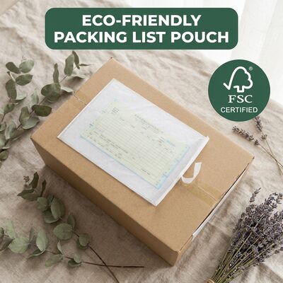 Kompostowalny, biodegradowalny, przyjazny dla środowiska, podlegający recyklingowi, papier certyfikowany przez FSC, samoprzylepny etykieta wysyłkowa, torebka, lista opakowań, koperta